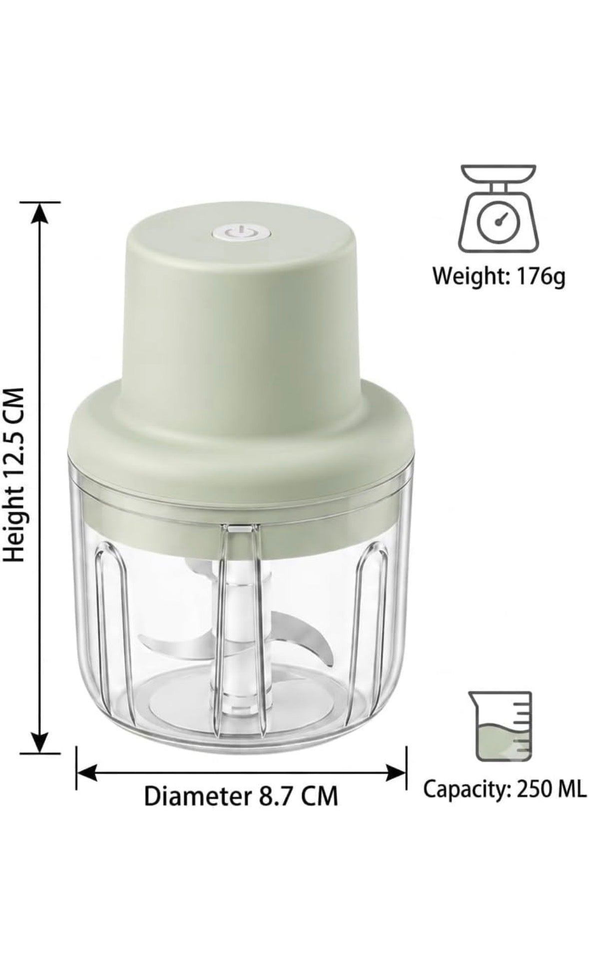 Electric Mini Garlic Chopper (250ml)