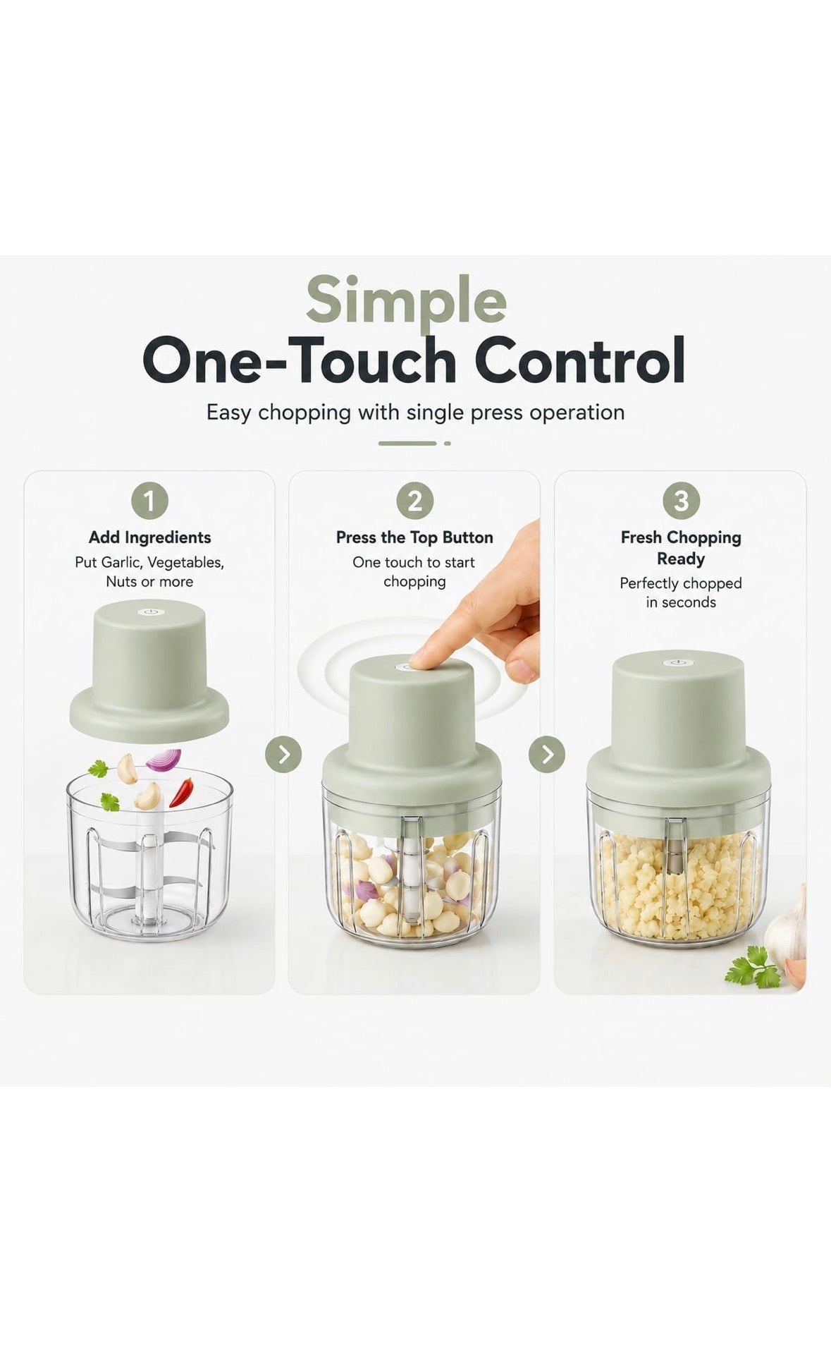 Electric Mini Garlic Chopper (250ml)