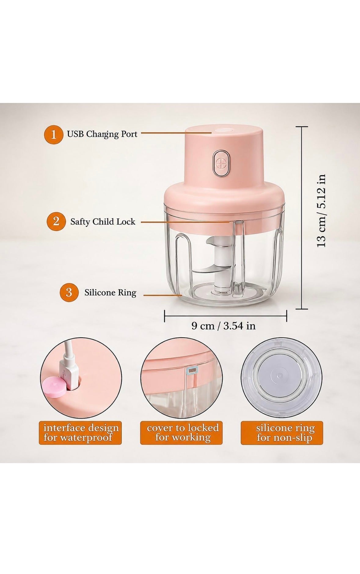 Electric Mini Garlic Chopper (250ml)